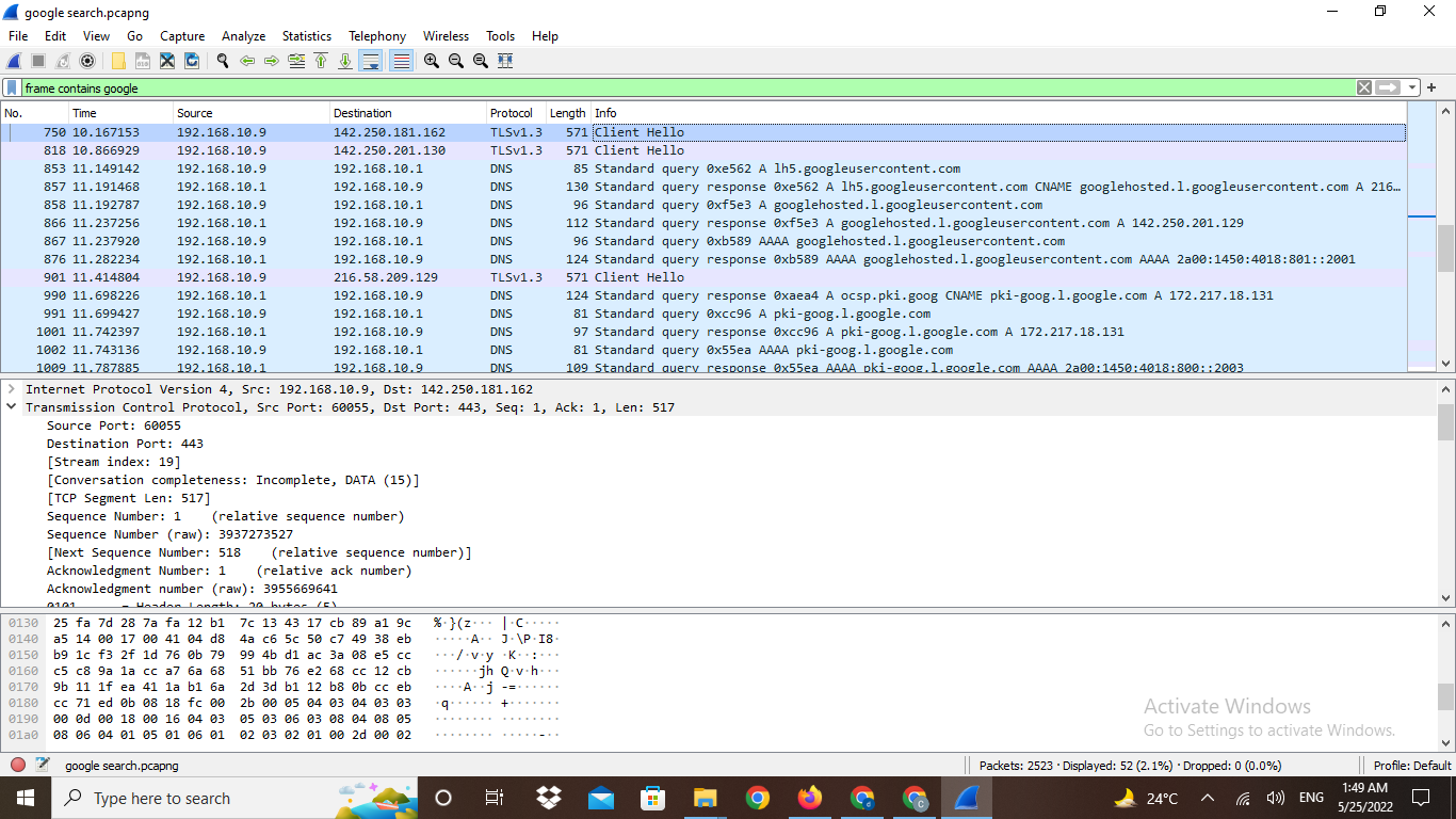 wireshark search for string in pcap